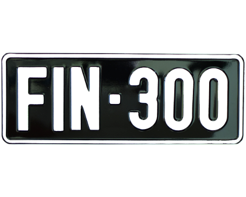 06. Finsk veteran MC skylt - svart med kantlinje, 300 x 110 mm